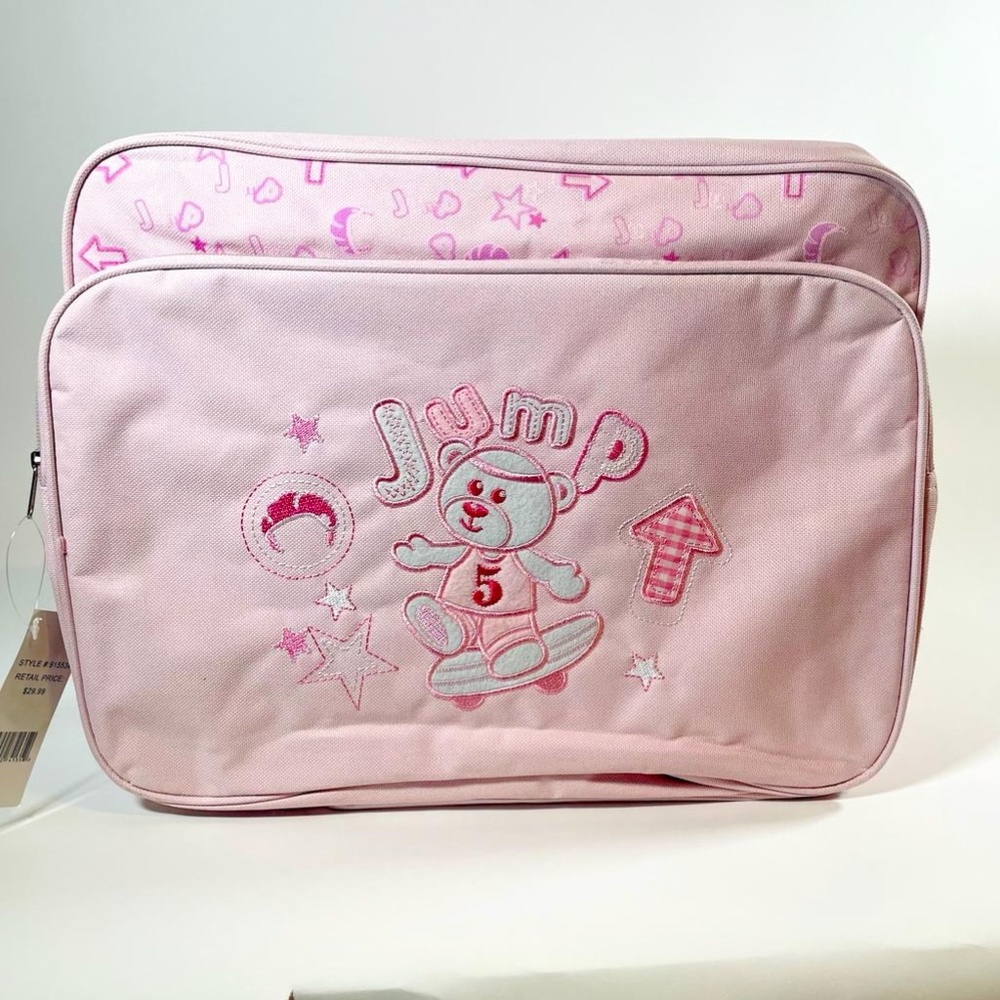 Baby Giggles Light Pink Baby Bag with Embroidered Front Pocket